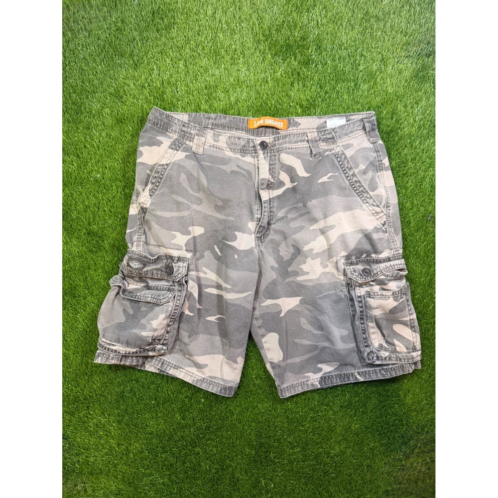 Lee Dungarees Mens Grey Camo Cargo Shorts Size 36 Relaxed Fit 2183328